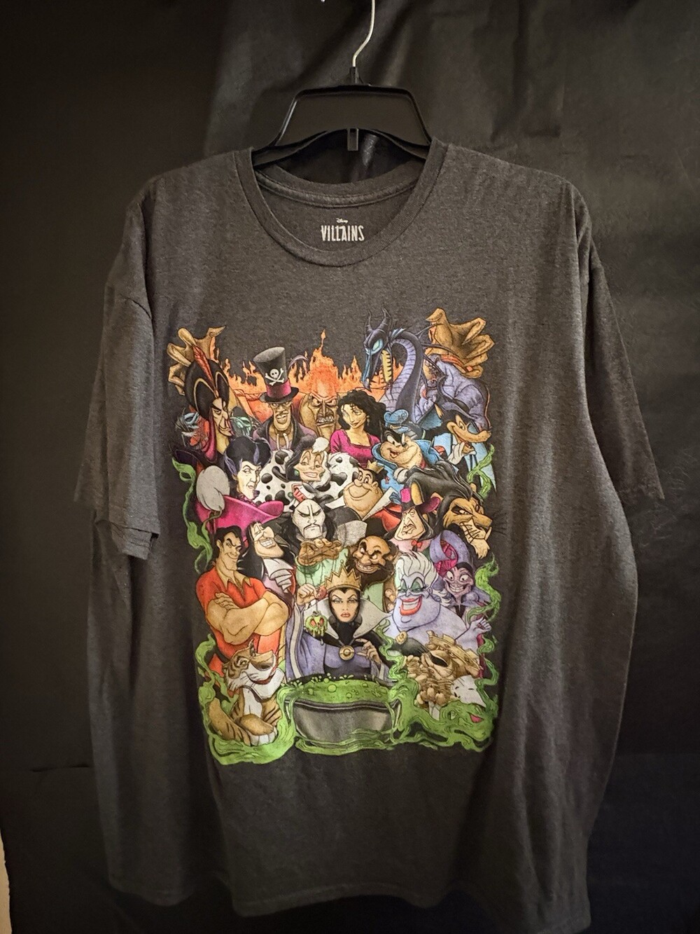 Disney Villains Charcoal Mens Vintage Throwback T-Shirt Size 2XL